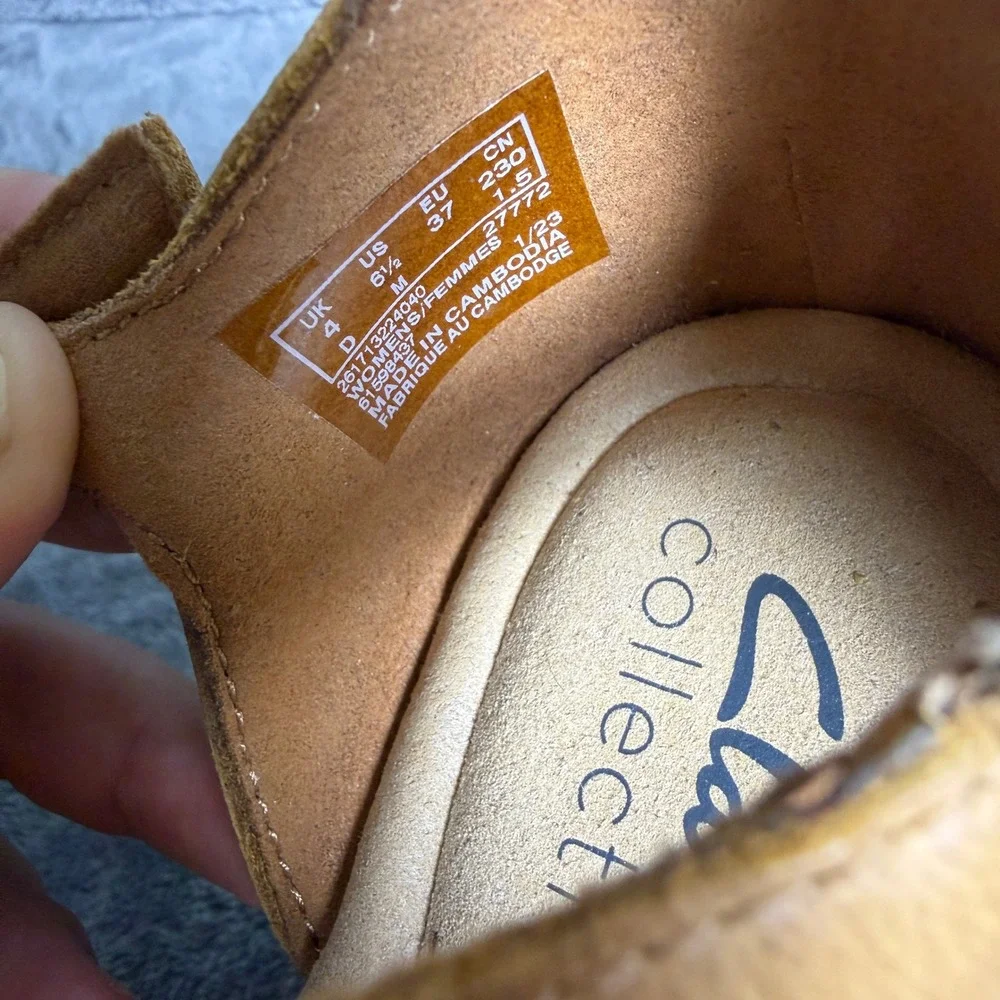 Clarks Womens 6.5 Tan Neutral Beige Straw Woven Platform Wedge Sandals
